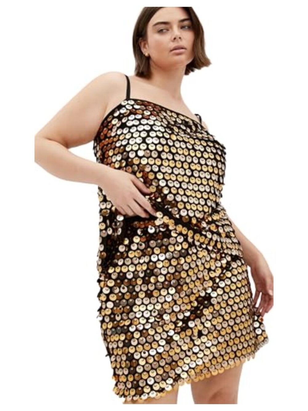 Sequin Mini Skirt High Rise Stretch Pull-On Plus Size Partywear